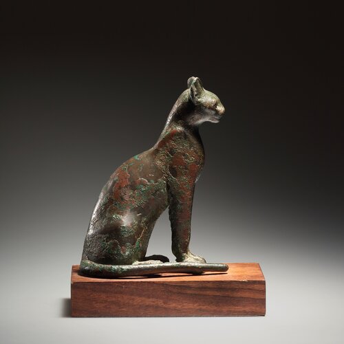 A Statuette of a Seated Cat