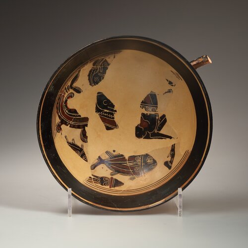A Black-figure Cup with Youth, Hippocampus and Fish